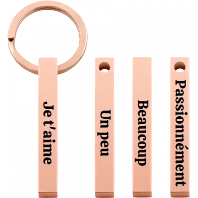 Porte-clés 3D Barre Rectangulaire Gravé